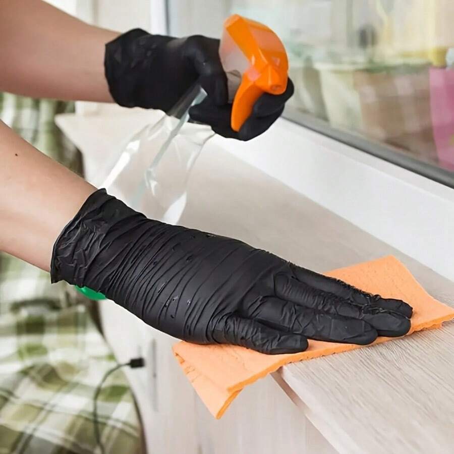 20/100pcs Nitrile Gloves, Cleaning Gloves, Dishwashing Gloves, Household Cleaning Gloves, Disposable Nitrile Gloves, Black Gloves  Disposable Nitrile Gloves Household Nitrile Gloves  Powder-Free Nitrile Gloves Touchscreen Compatible Gloves