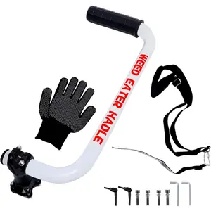 Weed Eater Handle, Ergonomic String Trimmer Grip Extension Back Saver, Weed Wacker Handle with Adjustable Shoulder Strap for Lawn Care, Landscaping, Yard, Grass, Trimming