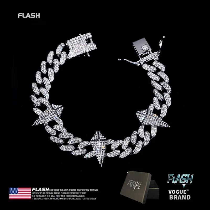 Flash Men's Black Panther Cuban Chain Bracelet - Adjustable Hip Hop Bling Accessory, Ideal for Anniversary, Birthday Gifts (Fashion Costume Jewelry), Bling Stylish Accessory, Meaningful, Box, Chic, Complements, Elegant