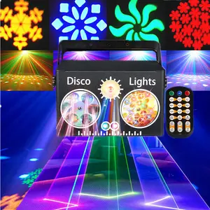 4in1 Disco DJ party lights, strobe lights, patterned beam projection lights, DMX voice controlled remote control, suitable for family gatherings, stage performances, light shows, KTV karaoke halls, weddings, birthdays, and festive atmosphere lights