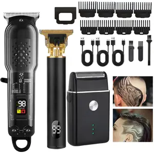 Valentine's Day Professional Men's Grooming Kit - Cordless Rechargeable Hair Clippers & Beard Trimmer Set with LED Display | Multi-Functional Electric Razor for Home, Salon & Barbershop Use
