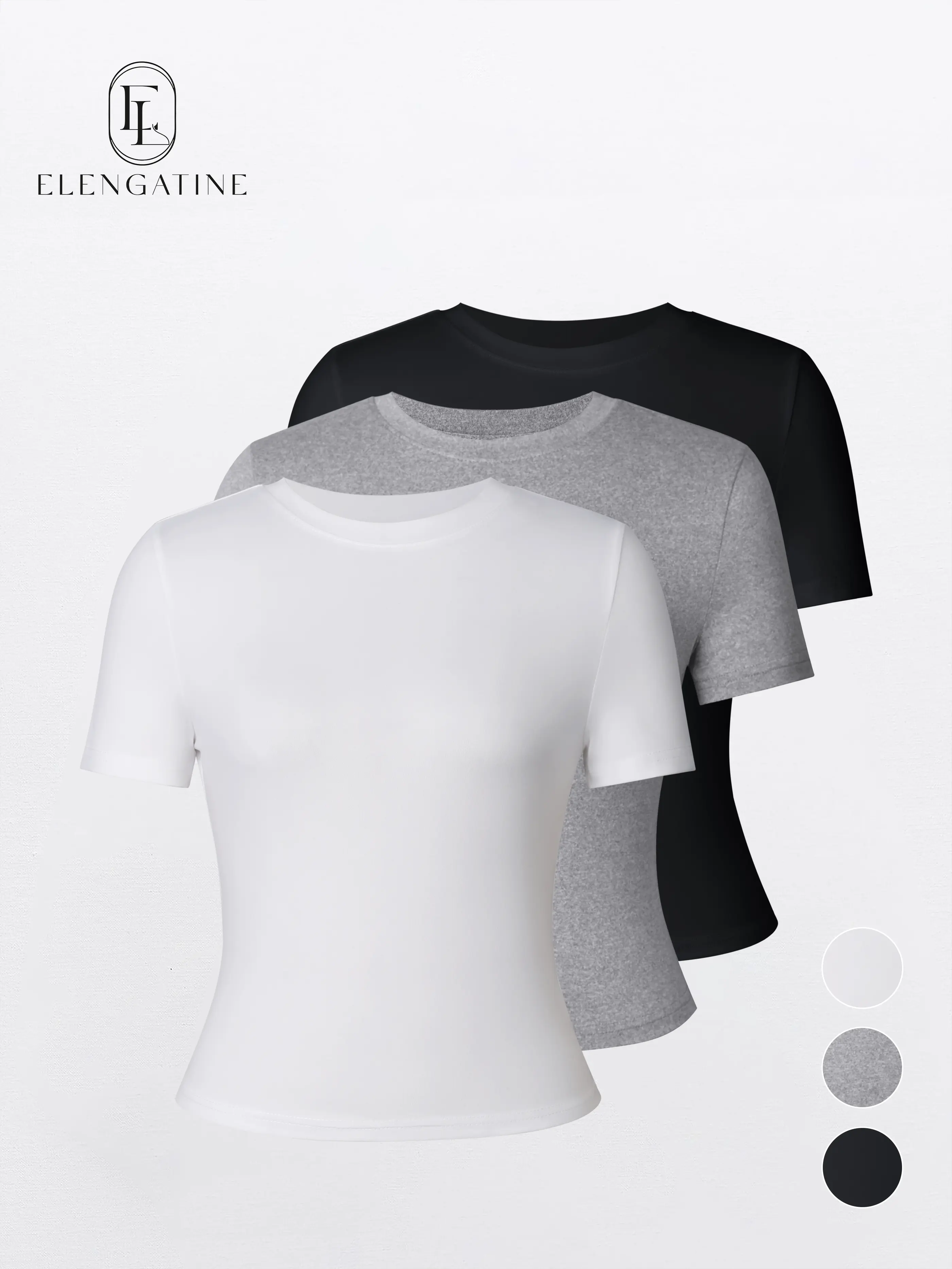 Elengatine Viral Fitted Crop Top for Women | Short Sleeve Crew Neck Stretch Tee | Soft & Breathable Fabric, Snatched Slim Fit | Minimalist Essential, Easy to Style | Perfect for Spring Summer Outfits, Everyday Wear, Street Style KBY0025