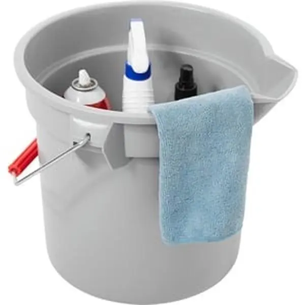 Rubbermaid Commercial Gray Plastic Brute Round Cleaning Bucket RCP261400GY - 12x11.2 in, Thick Wall, No-Jam Stacking, Molded-In Gradations, Built-In Spout, Durable, Ideal for Mopping & Plastic/Steel Surface Cleaning (Home Supplies, Home Care Supplies)