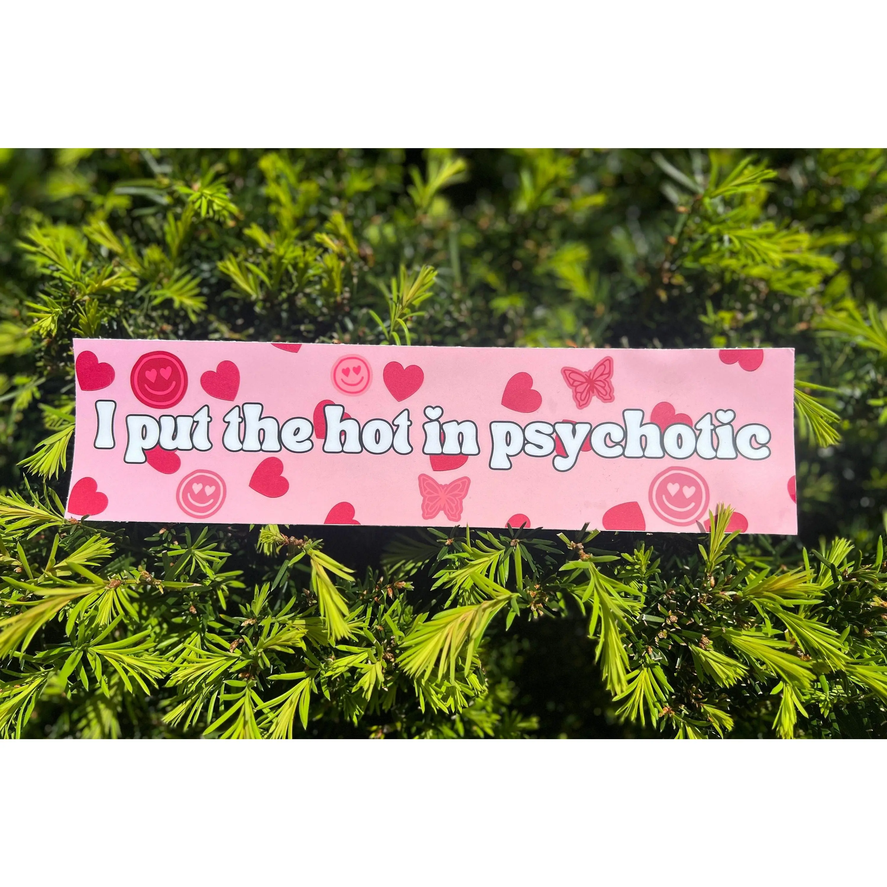 I Put The Hot In Psychotic Waterproof Sticker, Hot Girl Decal, Crazy Girly Sticker, Gift For Her, Pink Cute Funny Humor