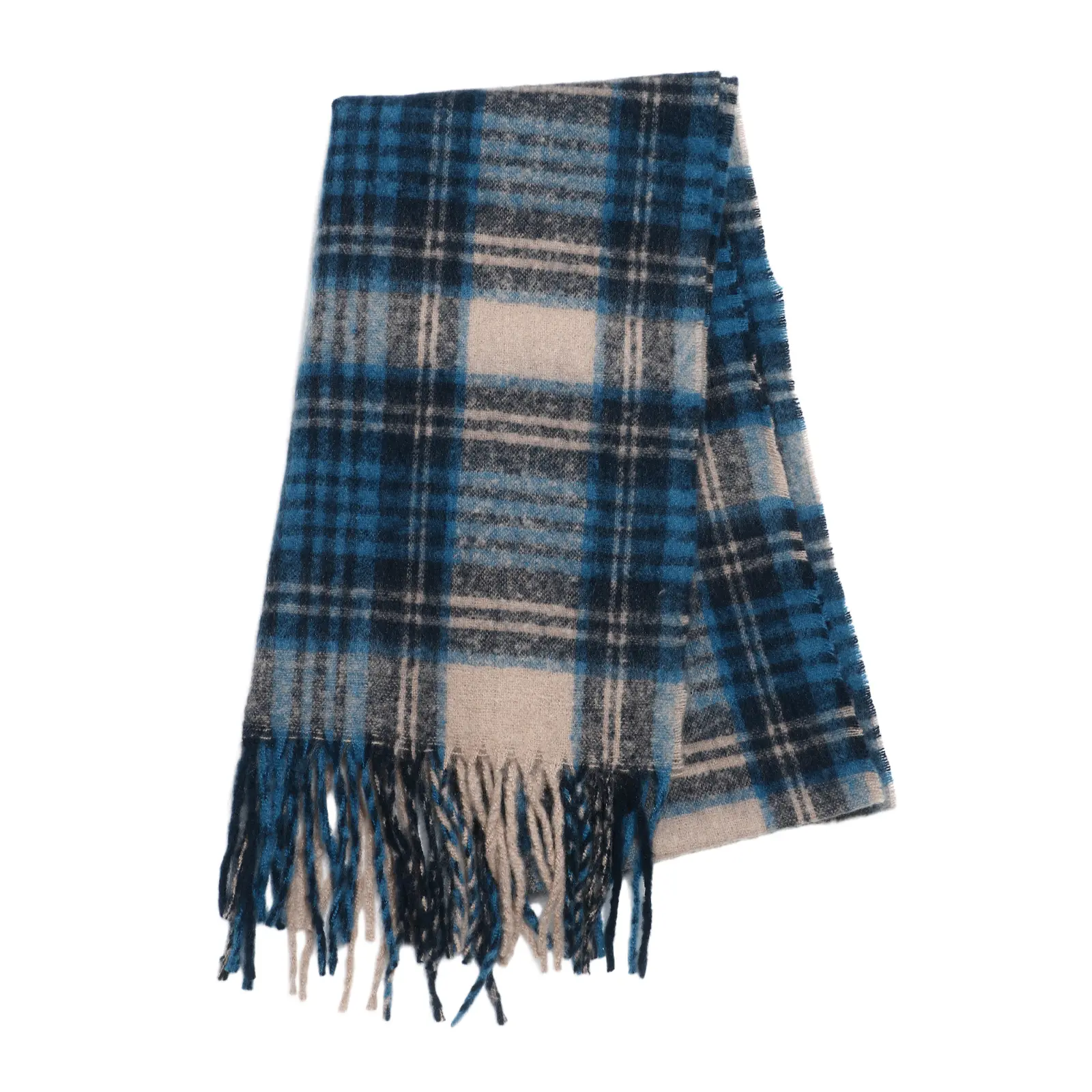 OIDEA Unisex Textured Plaid Blanket Scarf - Winter Double-Layer Cashmere-Like Oversize Clothes Shawl, Itch-Free Non-Pilling Soft Warm Tassel-Ended Casual Neckwear, Christmas Gift Accessory