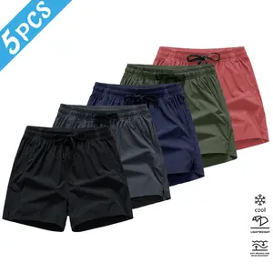 Highly recommended! 5-Piece Men's Ice-Silk Sports Shorts Set, Perfect for Housework, Running & Beach Scenarios