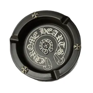 Retro Cross-Design High-End Stainless Steel Ashtray - Drop-Proof, Ideal for Home, Office Use
