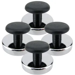 Ceramic Round Base Magnet with Knob Pack - Heavy-Duty Strong Magnets with Knobs for Home and Work - 16 lb Pull Each - Nickel-Plated - 1.43" D - 0.98" H - Chrome - 4-Pack