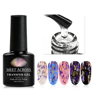 MEET ACROSS Nail Foil Glue Gel Soak Off LED/LUV Foil for Nails Transferable Nail Art Transfer Foil Holographic Adhesive Decal Starry Glue Foil Nail Tip Manicure Tool Decoration Nail Art Design Nail Art Diy Nail Art Supplies