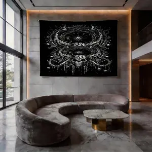 Skull & Thorn Print Tapestry, 1 Piece, Gothic Dark Style Wall Hanging, Single-Side HD Printed Fadeless Tapestry, Ideal for Teens & Adults Bedroom, Living Room, Dorm Decor, Thoughtful Gift for Gothic Aesthetic Lovers