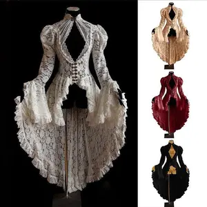 Vintage Medieval Court Party Lace Costume Dress Sexy Slim Fit Long Dress  Comfortable  Casual   Elegant and fashionable