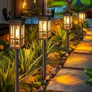 Solar-Powered LED Lawn Lights - Warm Glow, High-Quality Outdoor Garden Lighting for Villas, Gardens, Patios, and Pathways - Available in 4/6/8pcs, Easy Installation, Solar Garden Lights