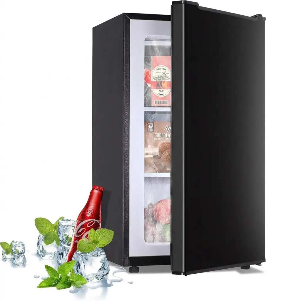 3.6 Cu.ft Compact Upright Freezer with Stainless Steel Reversible Door, Adjustable Thermostat, Low Noise, Energy Efficiency – Refrigerator Complement for Dorms, Apartments (Fridge Refrigerator),summerwins