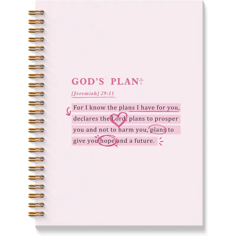 Christian Spiral Bound Notebook, Devotional Notebook, Jeremiah 29:11 Bible Journal, Women's Religious Prayer Diary, Church Notes Notebook, Christian Gift for Women, Stationery Gift, 5.5x8.3 Inches
