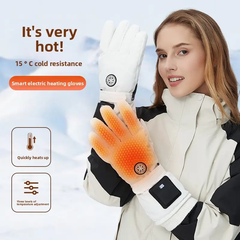 Unisex Youth Intelligent Electric Heating Sports Gloves - Winter Cold-Resistant, Quick Heat-Up, Temp Control, Hand Protection for Outdoor Skiing, Warmth, Outdoor Activities, Temp Adjust, 3 Levels