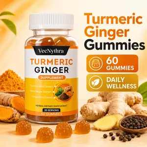 VecNythra Turmeric Ginger Gummies with Black Pepper Extract, 60 Count Chewable Dietary Supplement for Adults, Daily Wellness Support