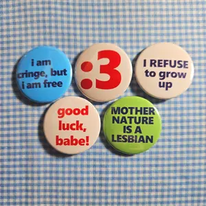 Vintage Buttons, Retro, Funny, Loser, Offensive, Cringe, Chappel Roan, Lesbian, Individual Buttons, Choose Your Own Handmade Pinback Button, Jacket Accessory, Fun Collectible Decor for Bags, Jackets, & Gifts