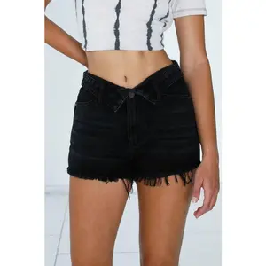 Mid Rise Frayed Denim Shorts
