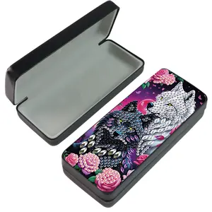 5D Diamond Arts Colorful Painting Glasses Case, 1 Set DIY Handmade Diamond Glasses Case, DIY Handmade Art Craft Gift