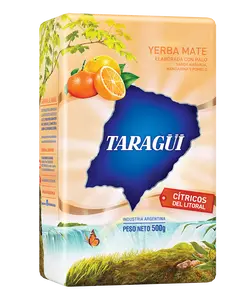Yerba Mate Taragüi Citrus from the Litoral.  Orange, tangerine and grapefruit flavor. 500 g. / 1.1 lb (agrios)