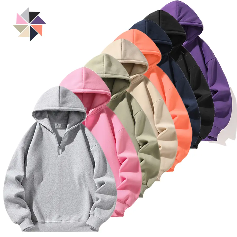 Men's Stylish Half-Zip Hoodie Sweatshirt - Regular Fit Plain Longsleeves Casual Top, Autumn Winter Menswear, Ideal for Outdoor Wear, Perfect Gift for Husband/Boyfriend