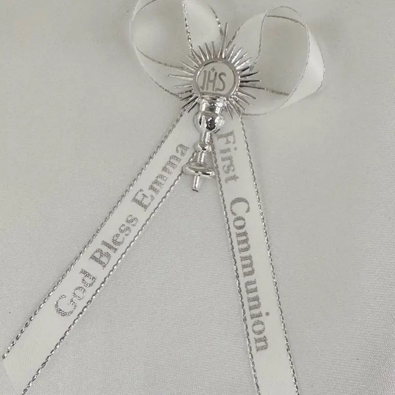 Customized Text-Printed White Accent Ribbons - Office Stationery, Baptism Decor, Meaningful Gifts with 22 Characters Per Tail, Personalization Option Included for Special Celebrations