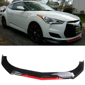 Front Bumper Lip Spoiler Splitter For Hyundai Veloster Glossy Black+Red