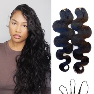 Feather Crochet Hair Body Wave 100% Human Hair 16-22 Inch Natural Color Pre-Separated Knotless Invisible Pre Loop Extensions for Black Women