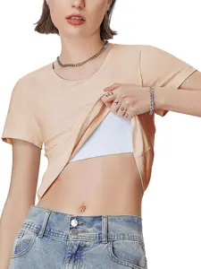 Women's Lgbt Casual Fit Short Sleeve Knit Corset Top, Chest Binder Vest Underwear for All Seasons, Moderate Fabric Thickness, Comfortable Daily Wear