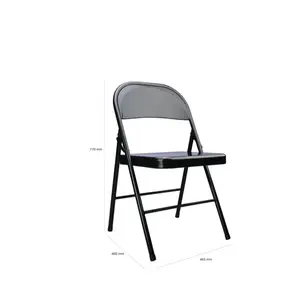 Steel Folding Chair for Teens and Adults - Indoor Use - Black