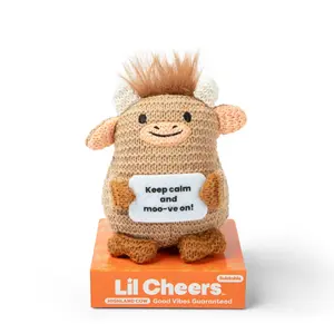 Lil Cheers Highland Cows By Relatable, The Uplifting Crochet Plush Friends Spreading Good Vibes, Perfect Plushies And Stuffed Animals To Gift For Kids And Adults, Includes 1 Highland Cow Plush
