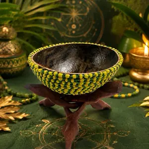 Handcrafted Jicara Forrada – Yoruba Orisha Ceremonial Bowl
