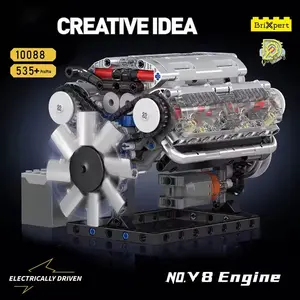 Mould King 10088 V8 Engine Model Building Bricks Kit, 1:8 Scale Moc Car Engine Block Set, Stem Toy for Adults & Kids, Collector's Display Gift