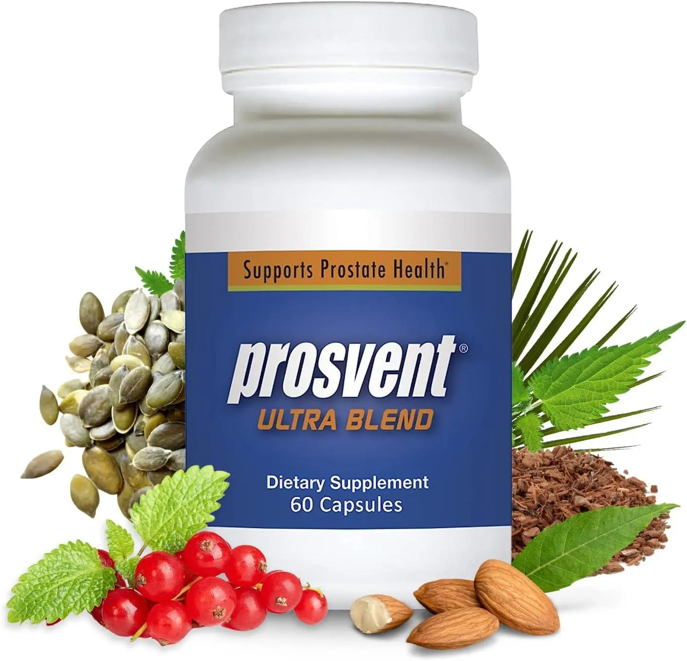 Men's Herbal Wellness Softgel Capsules with Saw Palmetto, Pygeum, Lycopene & Cranberry Extract, 60 Count