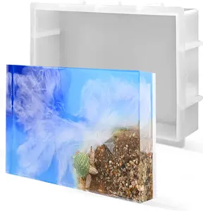 Sakolla 9″ Rectangular Silicone Molds for Epoxy Resin, Crystal Deep Casting Epoxy Mold for Flowers Preservation, DIY Artwork, Office Home Decoration sakolla