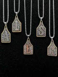 Trendy Western Style Necklace, Initial Letter Necklace, Colorful Letter Pendant Jewelry, Unique Eagle Charm Accessory, Fashionable Personalized Gift