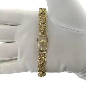 14k gold bracelet - tejido chino - elegant design in 14k gold yellow