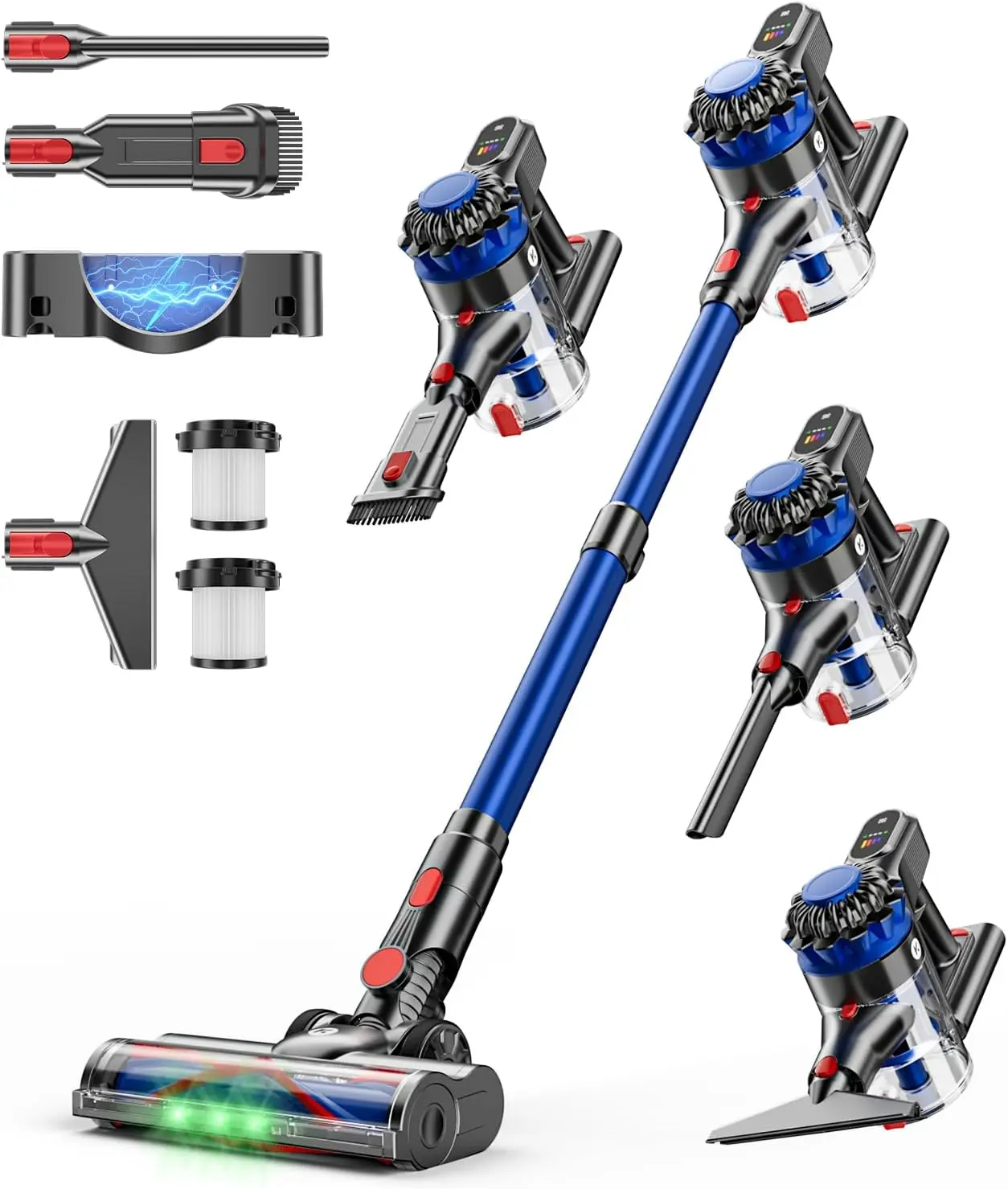 Cordless Vacuum Cleaner, 500W/40Kpa Powerful Suction Stick Vacuum for Home, 60Mins Runtime with LED Touch Display, Anti-Tangle Brush & Wall Mount, 8-in-1 Handheld Vacuum for Carpet Pet Hair
