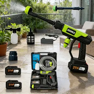 SEEVOLX Portable Cordless Pressure Washer, 21VF 1000 PSI High Pressure Water Spray Gun with 6-in-1 Nozzle, Ergonomic Grip Water Booster for Car Washing & Outdoor Cleaning