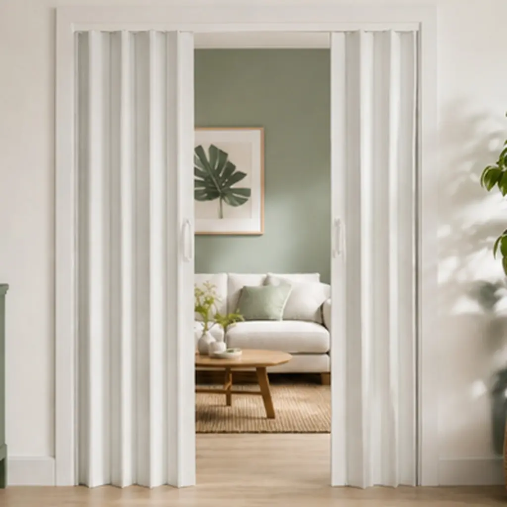 59x77 PVC Accordion Folding Door Double Opening Heavy Duty Room Divider with Quiet Rollers Dual Handles Waterproof Warp Resistant for Closet Bedroom Laundry White, White Color Options, PVC Material, Product Dimensions: Not Applicable W x 59.00