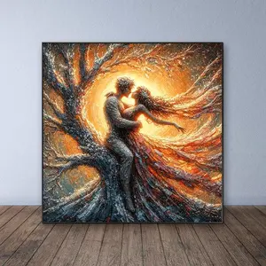 Tree Trunk Kiss Pattern DIY Diamond Arts Colorful Painting Kit without Frame, DIY 5D Diamond Arts Colorful Painting Kit, Wall Art Decor for Home Living Room Bedroom, Diamond Painting Kits