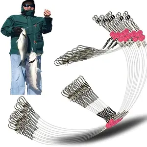Fishing Tackle Leaders, 12pcs Double Arms Saltwater Stainless Steel Leader, Professional Fishing Accessories For Outdoor Fishing, Fishing Equipment, Terminal Tackle, Fishing Supplies
