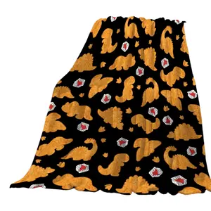 Cozy Dinosaur Chicken Nugget Plush Blanket - Soft, All-Season Flannel Throw for Couch, Office, and Camping