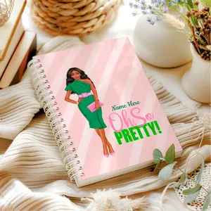 Black Girl Personalized Notebook, Black Owned Business Gift, Aka Lined Journal, Sorority, Sisterhood, 1908 Hardcover Notebook, Pink & Green