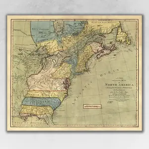 HomeRoots 391952 24 x 28 in. Vintage 1771 Map of North America Multi Color Wall Art