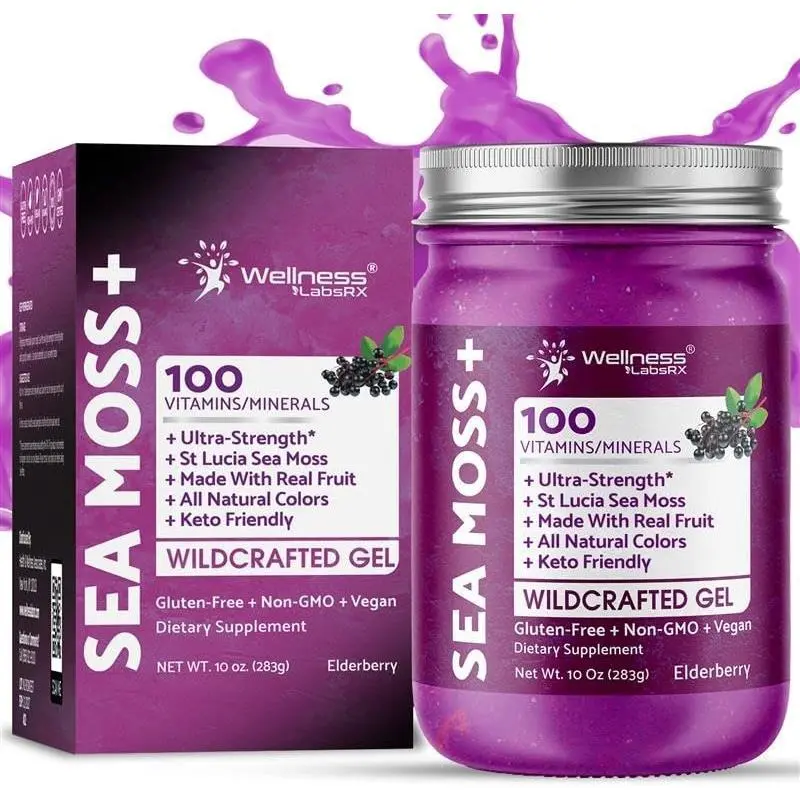 Organic Wildcrafted Sea Moss Gel All Natural Elderberry Flavor – 10 oz