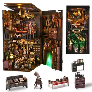 3D Wood Puzzle Kit DIY Book Corner Set, Book Nook Puzzle, Wooden Handmade Puzzle, Creative Model Building, Desk Decoration, Gift Filler, Artificial Wood Craft [the House of Magic]