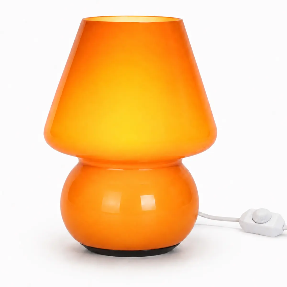 Orange Glass Table Lamp with Muhroom Unique Design and Warm Glow for Home Decor,Stepless Dimmable
