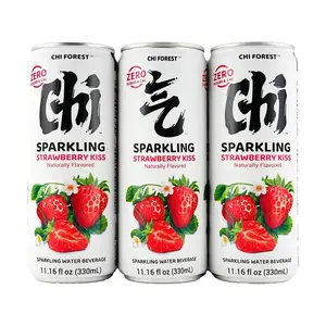 Chi Forest Strawberry Sparkling Water - 0 Sugar 0 Calorie 0 Fat, 330ml Cans (6 Pack) - Refreshing Summer Drink, Viral Soda Alternative