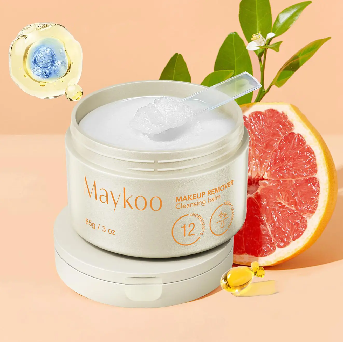 MAYKOO Cleansing Balm, Hydrating Oil-Based Cosmetic Makeup Remover with Bilberry & Yeast to Moisturize and Calm Skin, Alcohol Free Formula for All Skin Types, 3 oz, Mascara, Radiant, Calming, Vegetable Oils, Emulsion, Artificial Color Free, Single Item, D